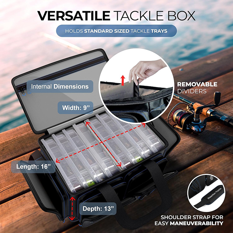 Salt Water Resistant Waterproof Material Fishing Tackle Bag with Shoulder Strap Large Capacity for Outdoor