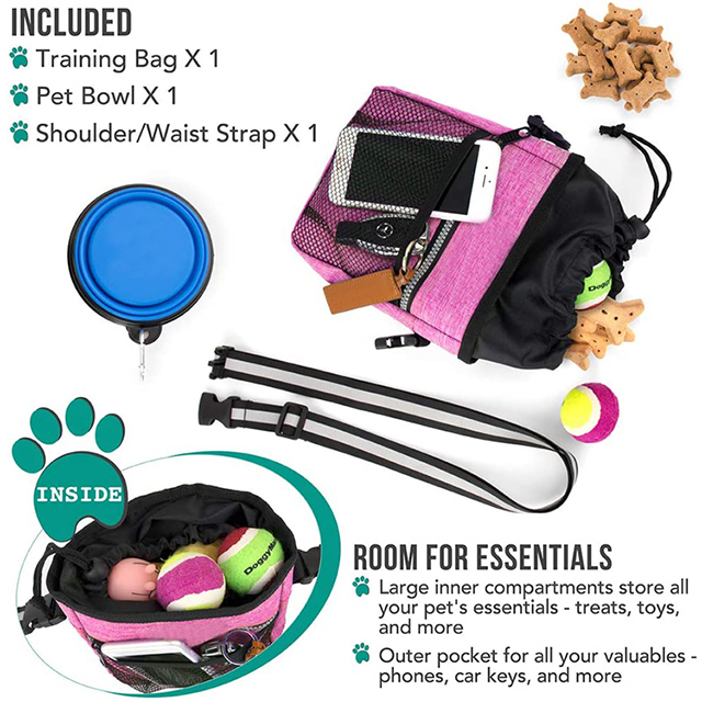 New Designer Large Capacity Durable Dog Treat Pouch with Waist Shoulder Strap(EPZ-307)