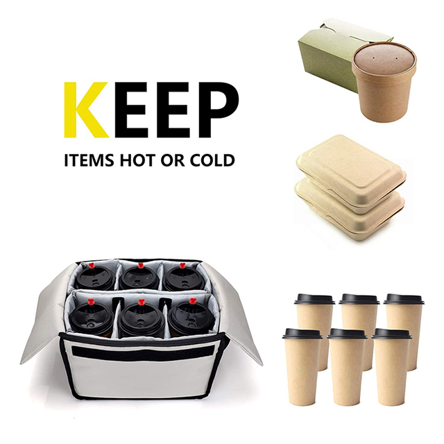 New Stylish Insulated Reusable Drink Carrier with Adjustable Dividers Clear Pocket(EPZ-234)