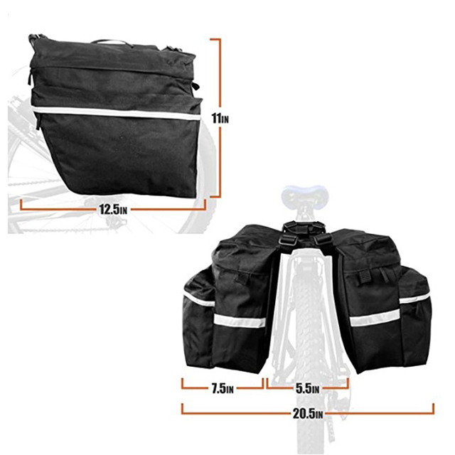 Best Sell Large Pockets Adjustable Hooks Reflective Trim Pannier Bags for Bicycles(EPZ-113)