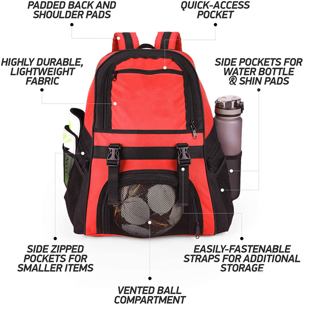 Factory Direct Football Backpack with Ball Holder Compartment for Kids(EPZ-357)