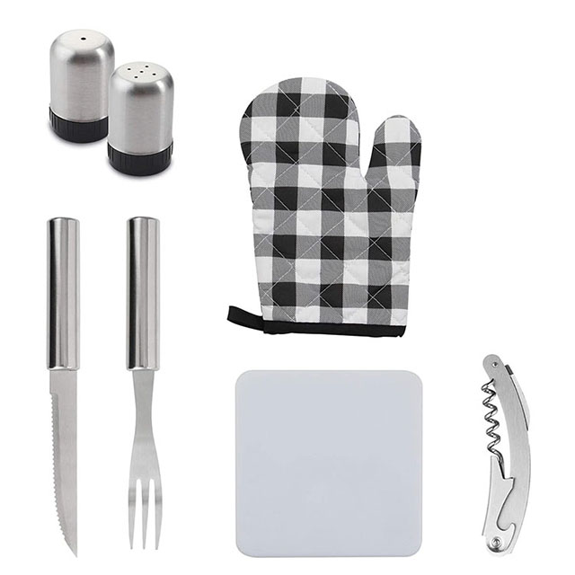 China Supplier 12pcs Stainless Steel Camping Utensil Kit BBQ Thermal Bag(EPZ-161)