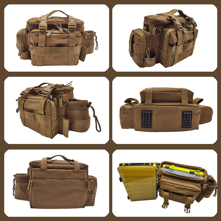 Well Designed Large Capacity Saltwater Resistant Fishing Tackle Storage Bag With Rod Holder