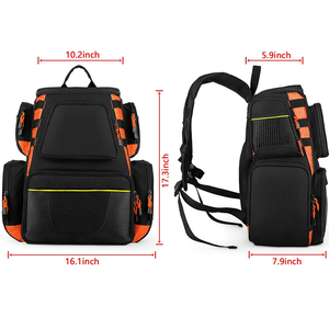 Outdoor Storage Fishing Backpack Waterproof Fishing Bag with 4 Trays Tackle Boxes