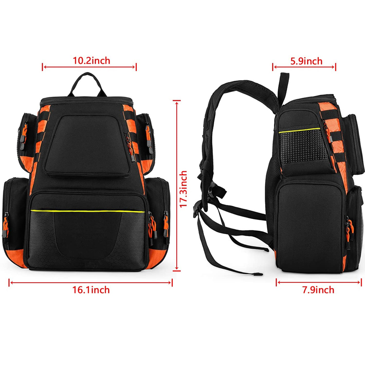 Outdoor Storage Fishing Backpack Waterproof Fishing Bag with 4 Trays Tackle Boxes