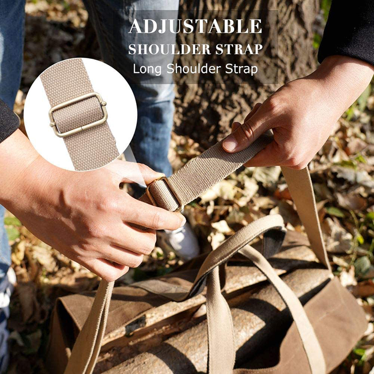 Best Selling Durable Large 22 oz Waxed Canvas Fire Wood Holder Tote Bag with Adjustable Shoulder Strap