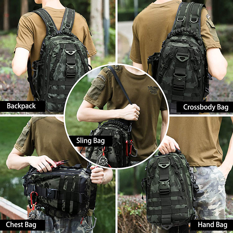 Promotional Water-resistant Freshwater Saltwater Tackle Fishing Storage Bag Cross Body Sling Bag