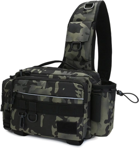 Functional Waterproof Multi-pockets Fishing Waist Bag Fishing Fanny Pack with Rod Holder