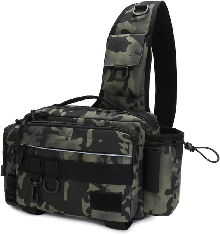 Functional Waterproof Multi-pockets Fishing Waist Bag Fishing Fanny Pack with Rod Holder