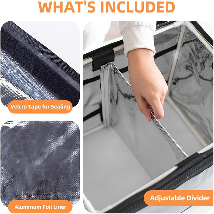 Commercial Waterproof Insulated food delivery bag for Bike Motorcycle Bicycle with Adjustable Divider & PVC Bag
