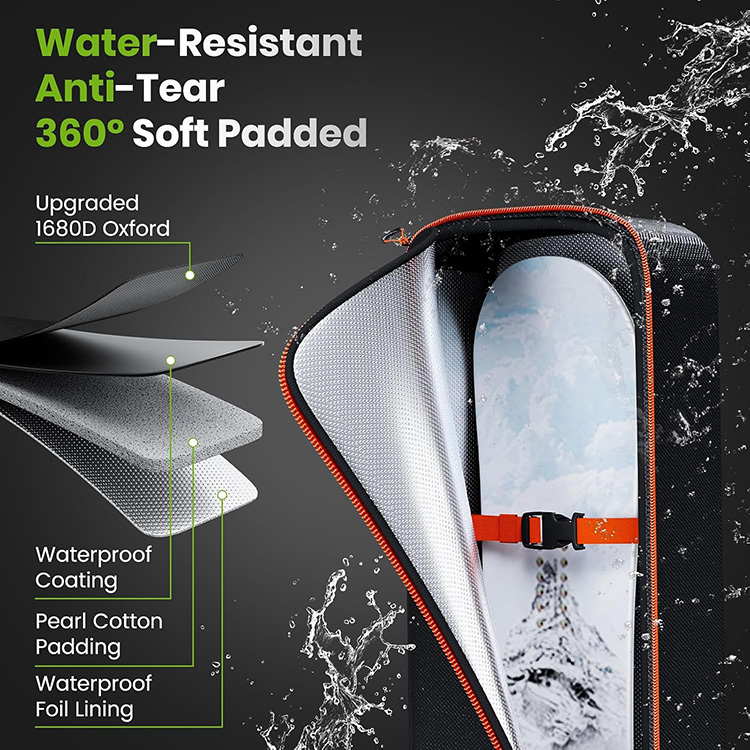 Padded Waterproof Large Capacity Snowboard Bag with Adjustable Shoulder Strap for Travel Outdoor Winter Sports Storage