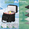 Double-Deck Large Capacity Insulated Cooler Bag with Separate Compartments for Hot Cold Food Camping Picnic Grocery