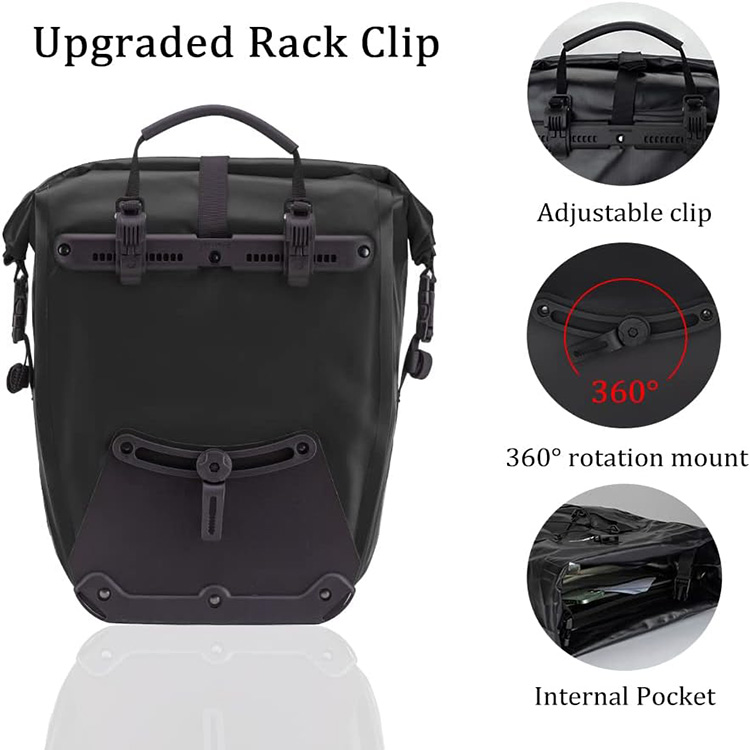 Waterproof Large Capacity Reflective cycle Pannier Bag with Rain Cover for Touring Traveling Commuting Outdoor Motorbike