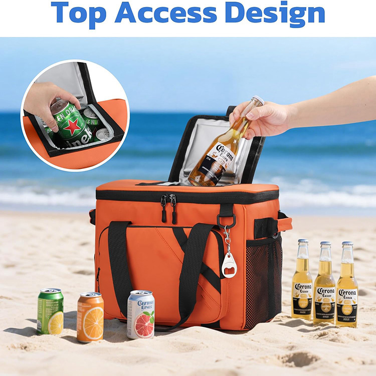 Double-Deck Leakproof Insulated Large Capacity Cooler Bag with Separate Compartments for Hot Cold Food Camping Picnic Travel