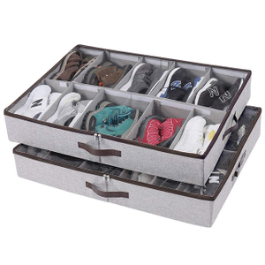 China Supplier 2 Pack Shoe Storage Organizer with Adjustable Compartments(EPZ-273)