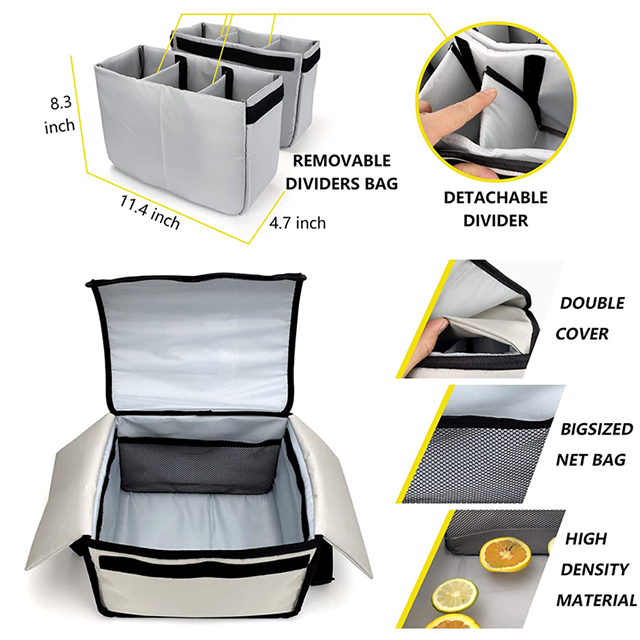 New Stylish Insulated Reusable Drink Carrier with Adjustable Dividers Clear Pocket(EPZ-234)