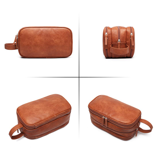 Hot Sell Large Capacity Waterproof Leather Toiletry Bag with Sturdy Handle(EPZ-225)