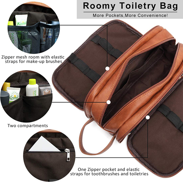 Hot Sell Large Capacity Waterproof Leather Toiletry Bag with Sturdy Handle(EPZ-225)