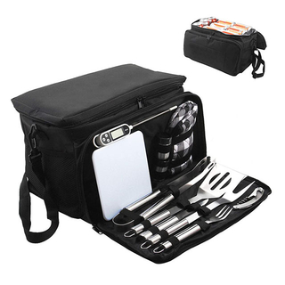 China Supplier 12pcs Stainless Steel Camping Utensil Kit BBQ Thermal Bag(EPZ-161)