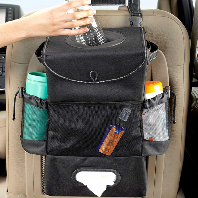 Hot Sell Car Seat Back Organizer Car Trash with Tissue and Cup Holders(EPZ-177)
