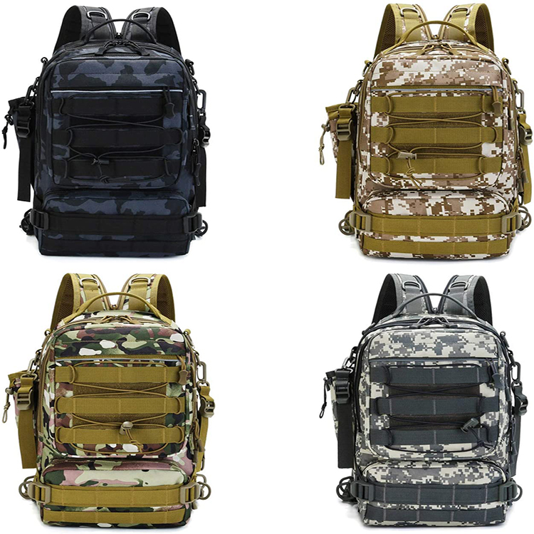 Hot Selling Camouflage Nylon Durable Waterproof Fishing Tackle Bag with Rod Holder And Box