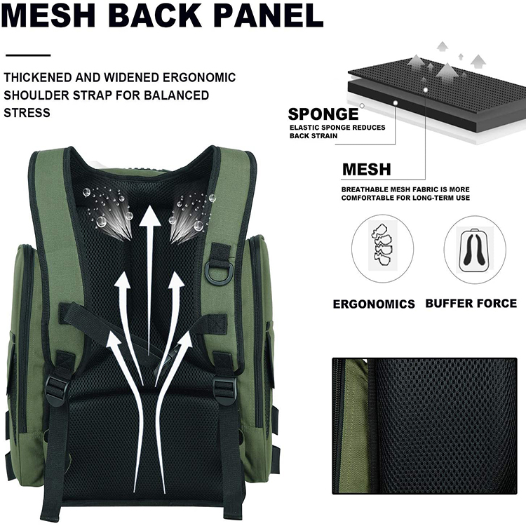 New Trend Product Water-Resistant Outdoor Large Capacity Fishing Tackle Storage Backpack
