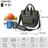 Well Designed Waterproof Green Portable Large Insulated Lunch Bag With Removable Shoulder Strap