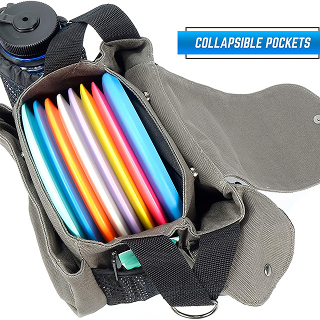 Disc Golf Bag Sling Tote Bag for Golf Holds Up to 14 Discs, Water Bottle, and Accessories