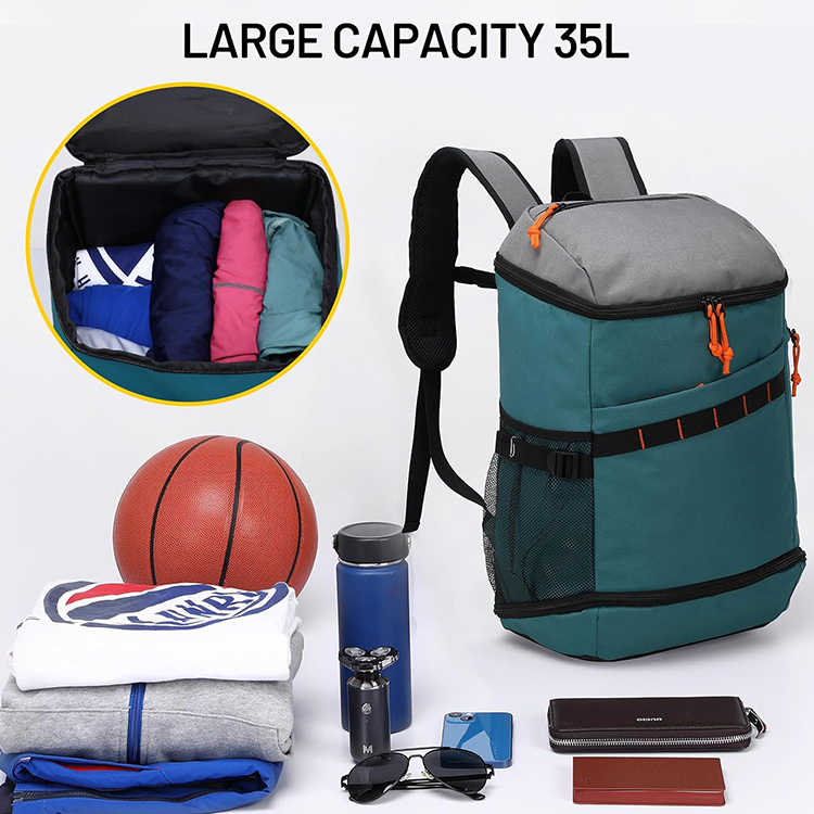New Design 35L Multi-pocket Lightweight Basketball&Soccer Backpack with Wet&Shoe Compartment