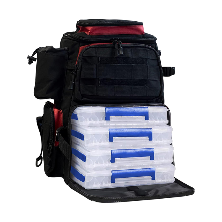 Multiple Storage Compartment Fishing Tackle Backpack with 2 Fishing Rod Holder for Fishing