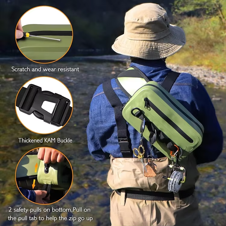 Waterproof Fly Fishing Fanny Pack TPU Fishing Bag with Airtight Zipper and Adjustable Strap