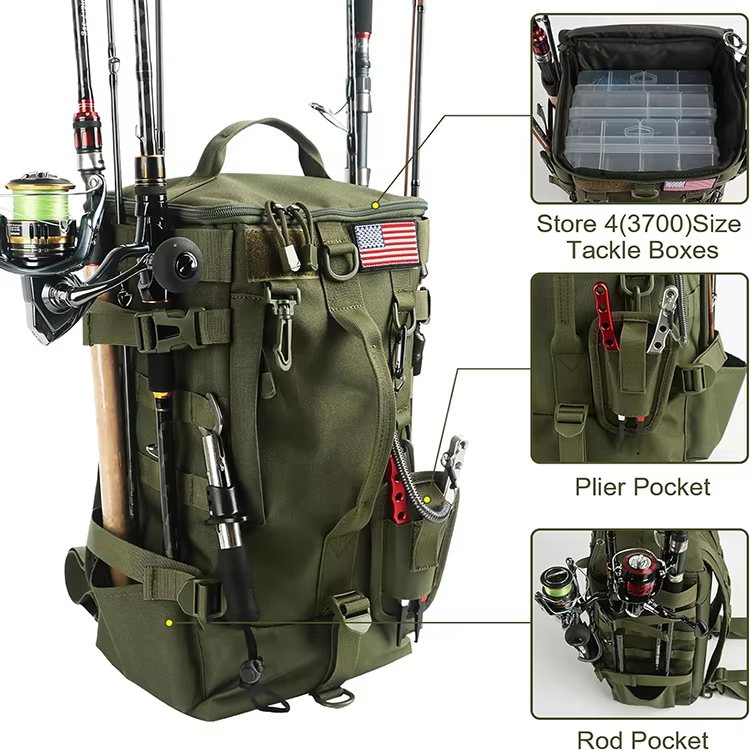 Mutil-functional Large Capacity Tackle Bag Fishing With Rod Holders Fishing Duffle Bag