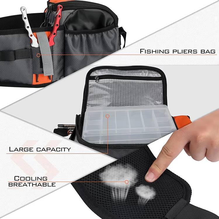 Functional Waterproof Fishing Waist Bag Fish Tactical Bag With Rod Holder