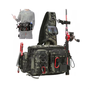 Functional Scratch-proof Fishing Tackle Bag with Trays Fishing Fanny Pack with Rod Holder