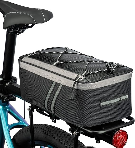 Rear Bike Rack Bag with Rain Cover, Waterproof Bicycle Ebike Saddle Bag Cycling Pannier Trunk Carrier