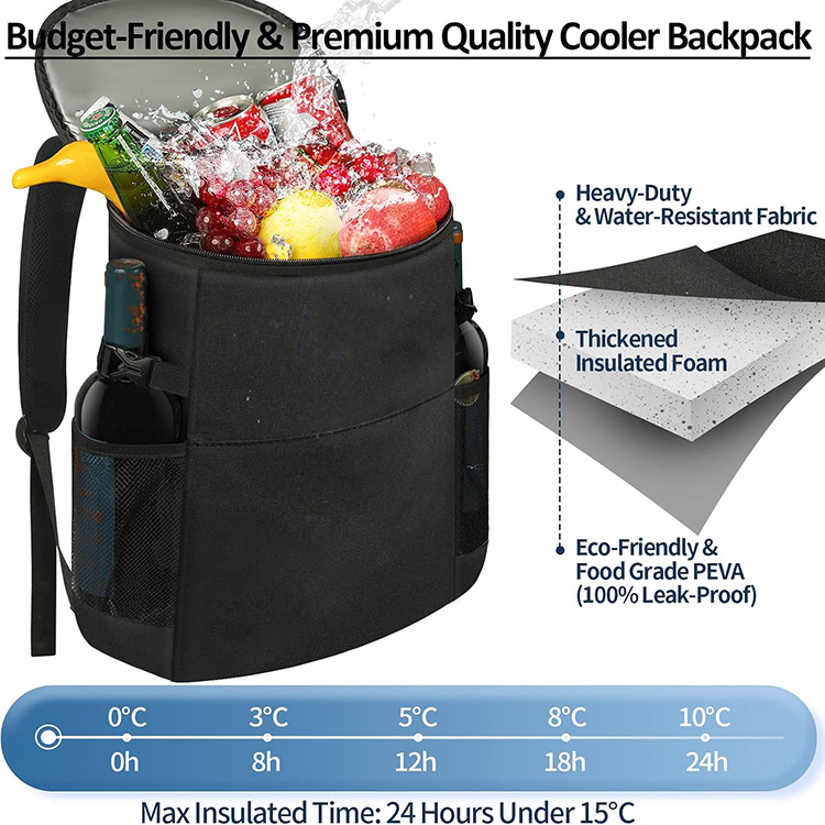 Insulated Backpack Large Capacity Leakproof Cooler Bag with Multiple Pockets for Camping Hiking Beach Picnic Travel