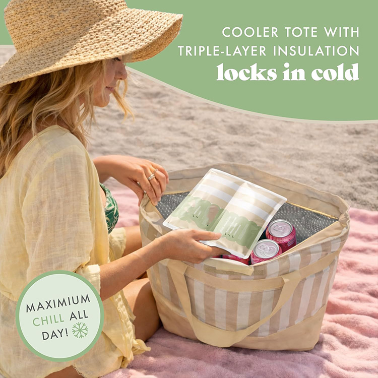 Insulated Leakproof Large Capacity Insulated Tote Bag with Sturdy Handles for Grocery Shopping Picnic Beach Work Lunch Travel
