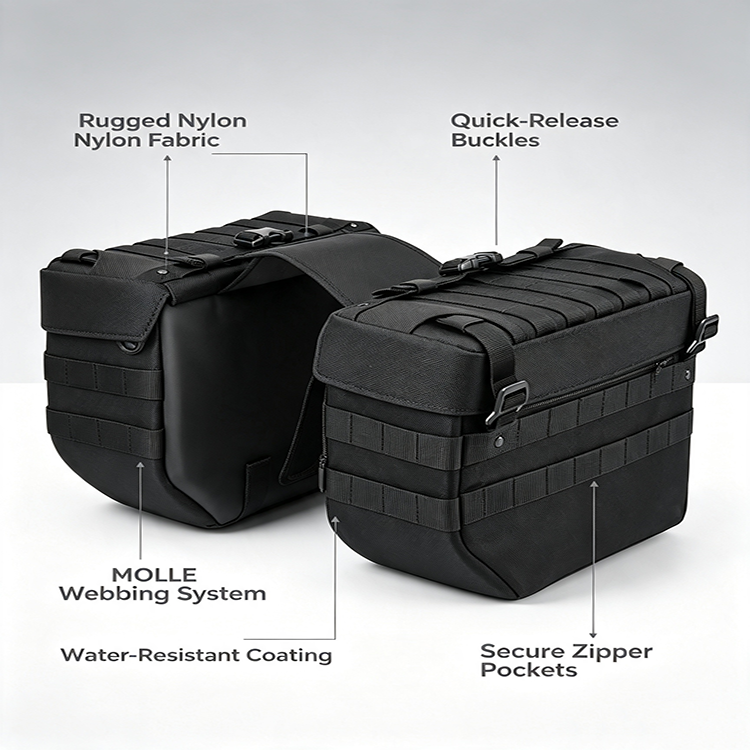Heavy-Duty Large Capacity Motorcycle Saddlebag with Quick Release Buckles for Touring Travel Outdoor Adventure Riding