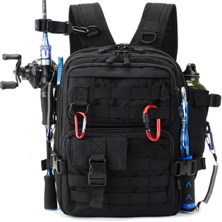 Durable 1000D Waterproof Polyester Tactical Fishing Tackle Backpack with MOLLE System Organized for Outdoor Gear Storage 