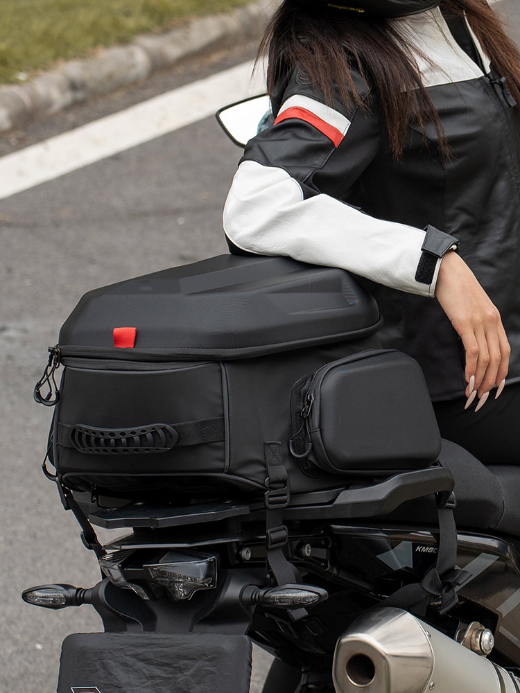 Motorcycle Rear Seat Bag for Full-Face Helmet, Tail Bag, Riding Backpack, Motorcycle Backpack, Hardshell Helmet Bag