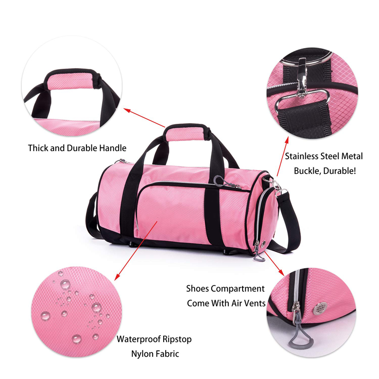 Multifunctional Waterproof Gym Yoga Sports Girl Duffle Bag with Shoes Compartment (EP-SB068) 