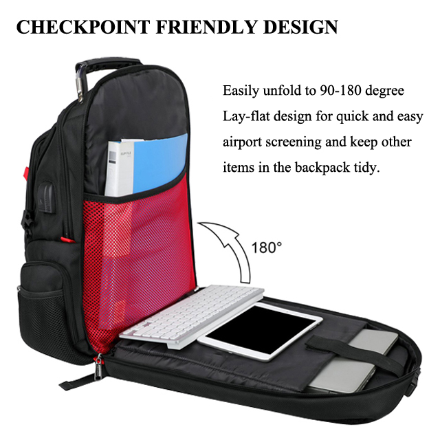 Anti-Theft Water Resistant Backpack With USB Charging Port Fit 16" Laptop (FP-190103)