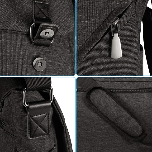 Water Resistant Messenger Bag Briefcase Fits 14" Laptop (FP-190102)