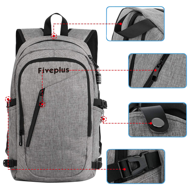 Anti Theft Water Resistant Backpack Fits UNDER 17" Laptop Backpacks (FP-190101)