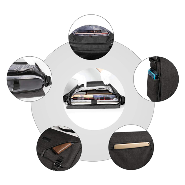 Water Resistant Messenger Bag Briefcase Fits 14" Laptop (FP-190102)